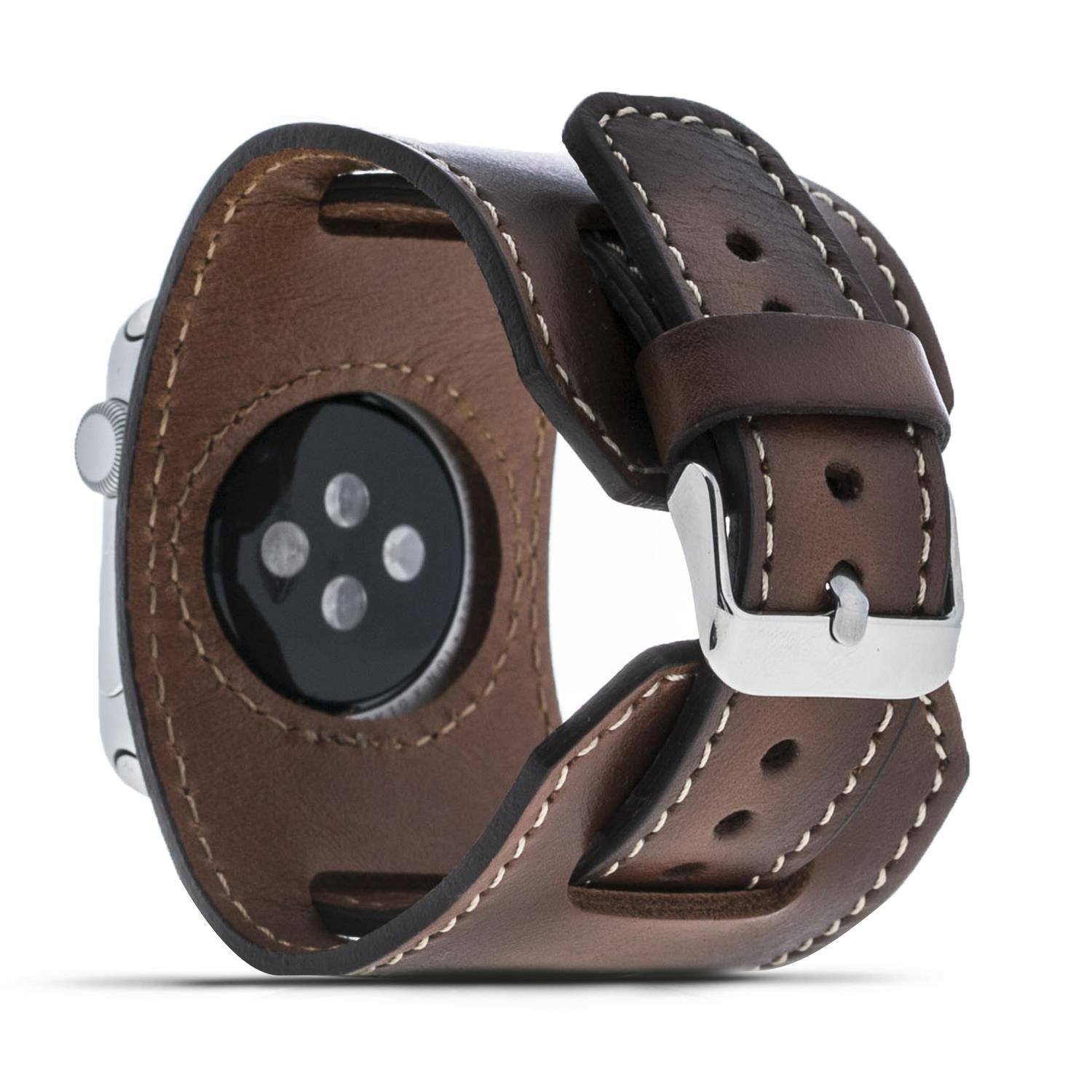 Apple Watch Uyumlu Deri Kordon 38-40-41mm Cuff Taba Apple Watch Uyumlu Deri Kordon 38-40-41mm Cuff Taba