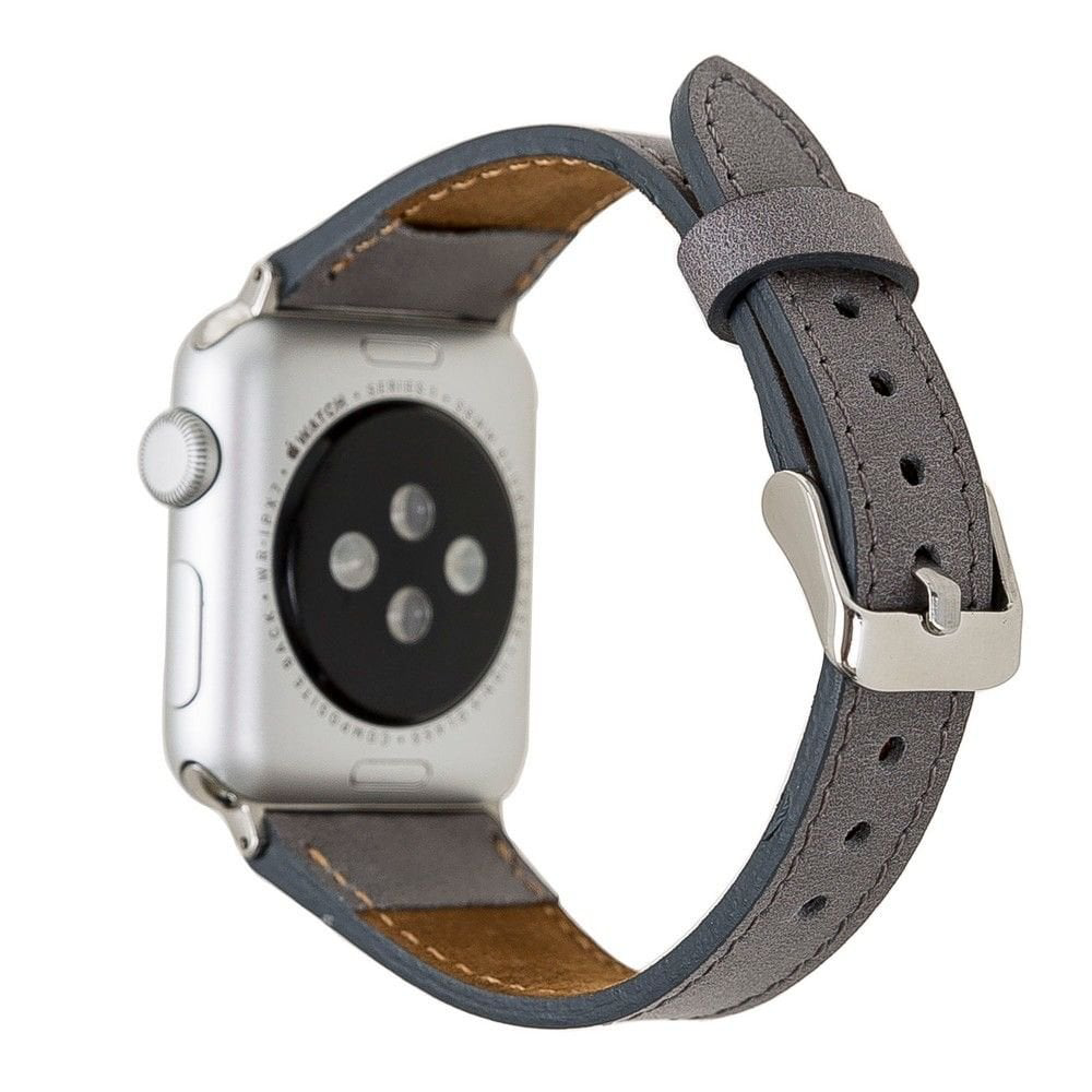Apple Watch Uyumlu Deri Kordon 42-44-45mm Slim RST9 Gri Apple Watch Uyumlu Deri Kordon 42-44-45mm Slim RST9 Gri