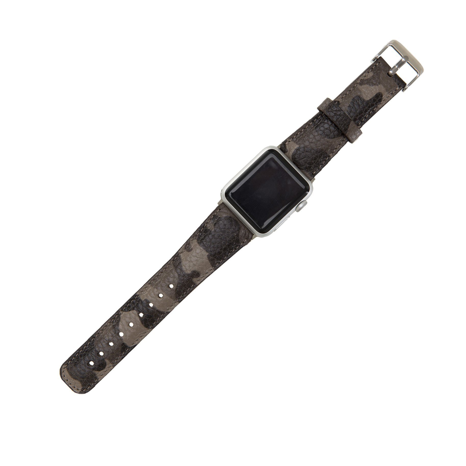 Apple Watch Uyumlu Deri Kordon 42-44-45mm Kamuflaj Bej Apple Watch Uyumlu Deri Kordon 42-44-45mm Kamuflaj Bej