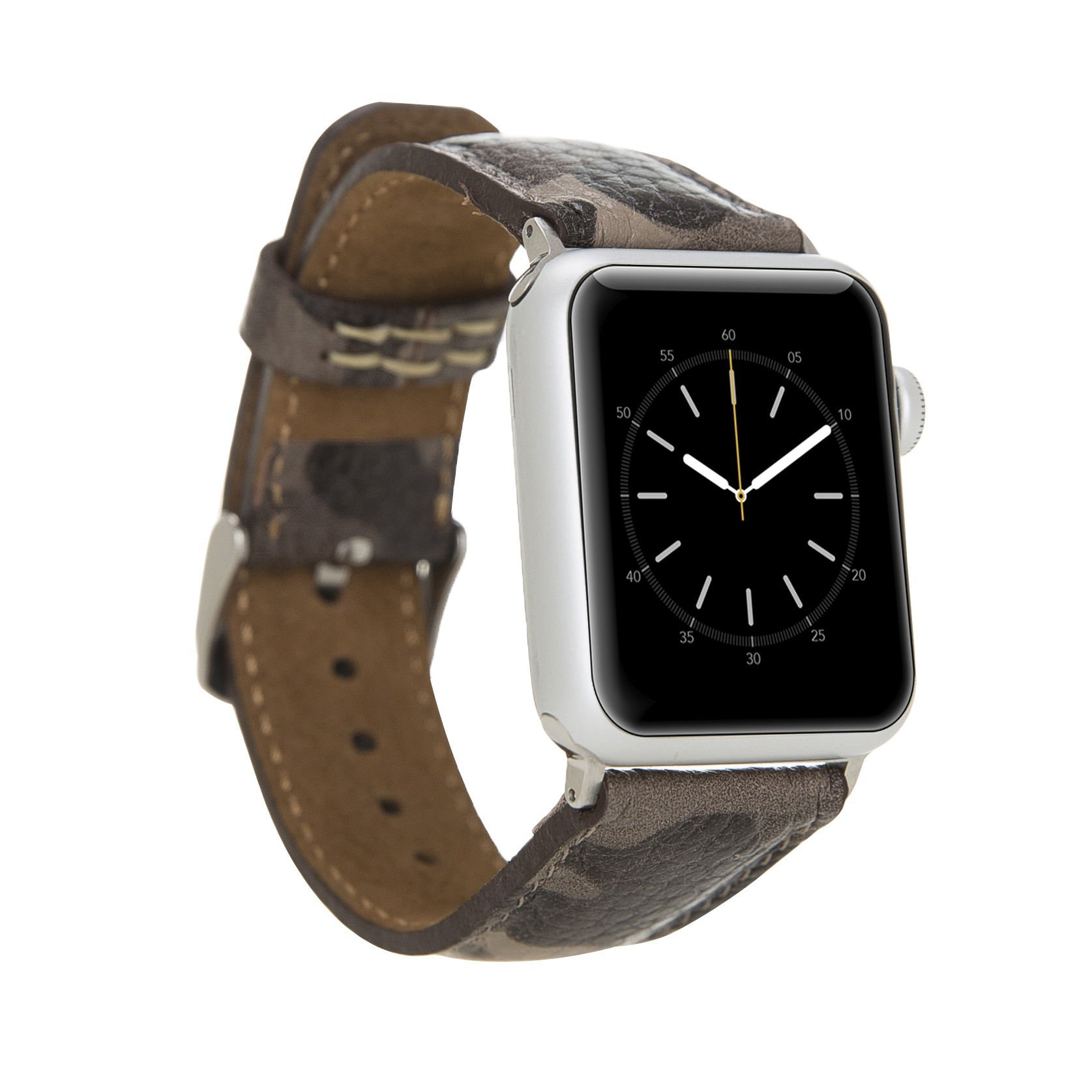 Apple Watch Uyumlu Deri Kordon 42-44-45mm Kamuflaj Bej Apple Watch Uyumlu Deri Kordon 42-44-45mm Kamuflaj Bej
