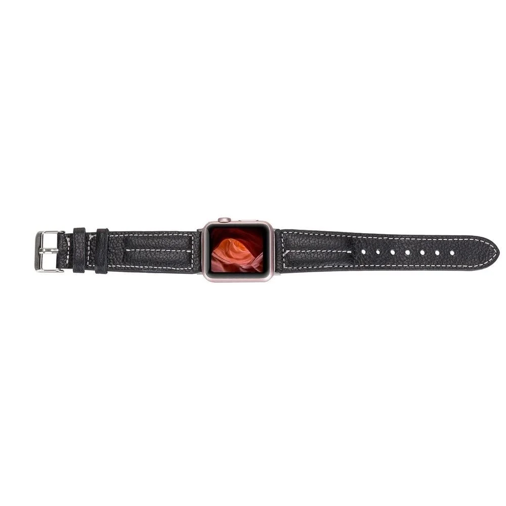 Apple Watch Uyumlu Deri Kordon 42-44-45mm NM3-AS1 Siyah Apple Watch Uyumlu Deri Kordon 42-44-45mm NM3-AS1 Siyah