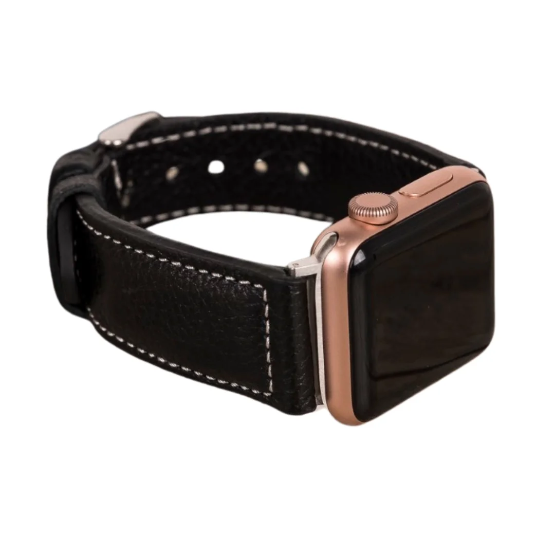 Apple Watch Uyumlu Deri Kordon 42-44-45mm NM4-AS1 Siyah Apple Watch Uyumlu Deri Kordon 42-44-45mm NM4-AS1 Siyah