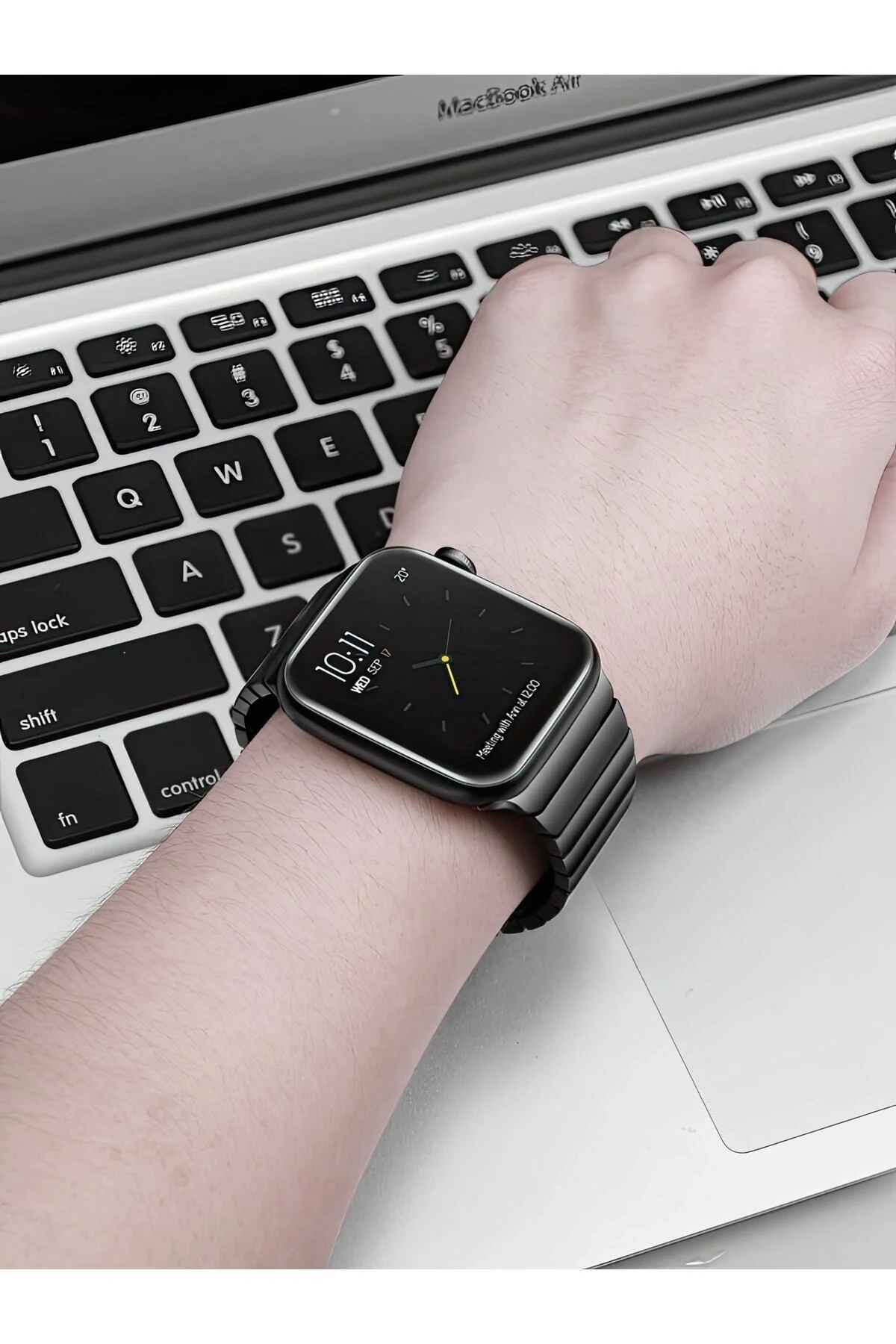 Apple Watch Uyumlu Gri Çelik Kordon, 44-45-49mm Ekran Boyutları İçin Uygun Metal Bileklik