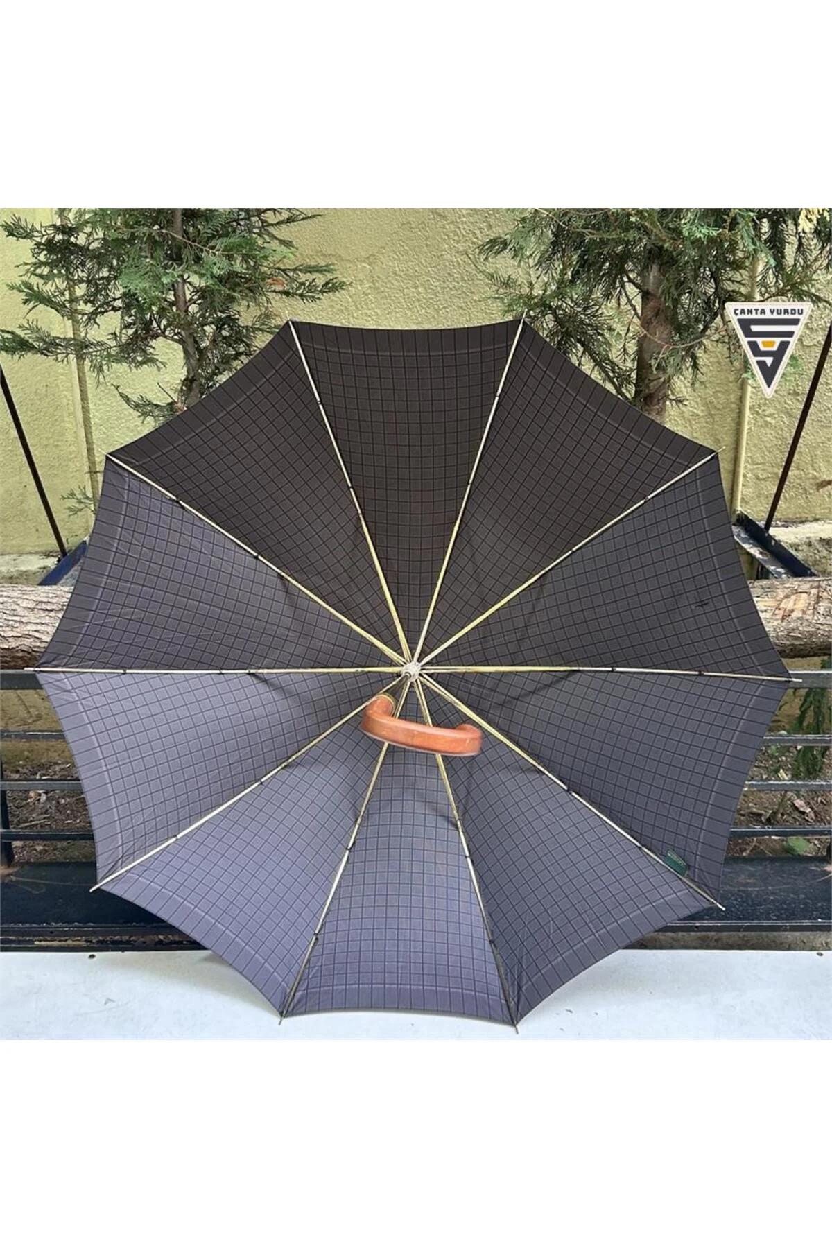 April A-213G 10 Telli G3 Baston Sap Şemsiye Kareli Siyah