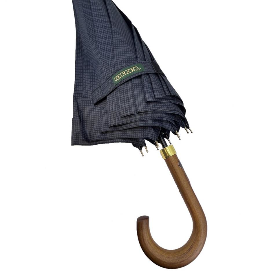 April April A-213G 10 Telli G2 Baston Sap Şemsiye Kareli Siyah