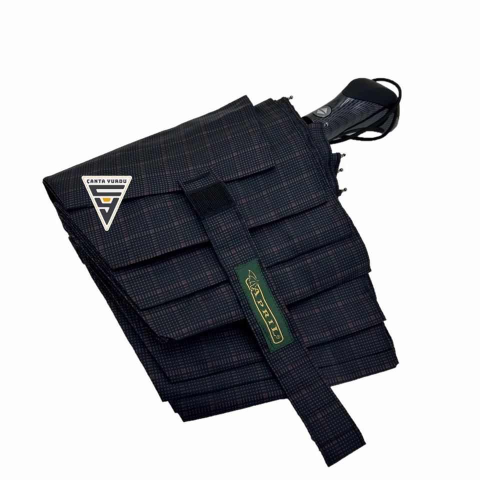 April April A-227G Tam Otomatik 10 Telli G3 Şemsiye Kareli Siyah