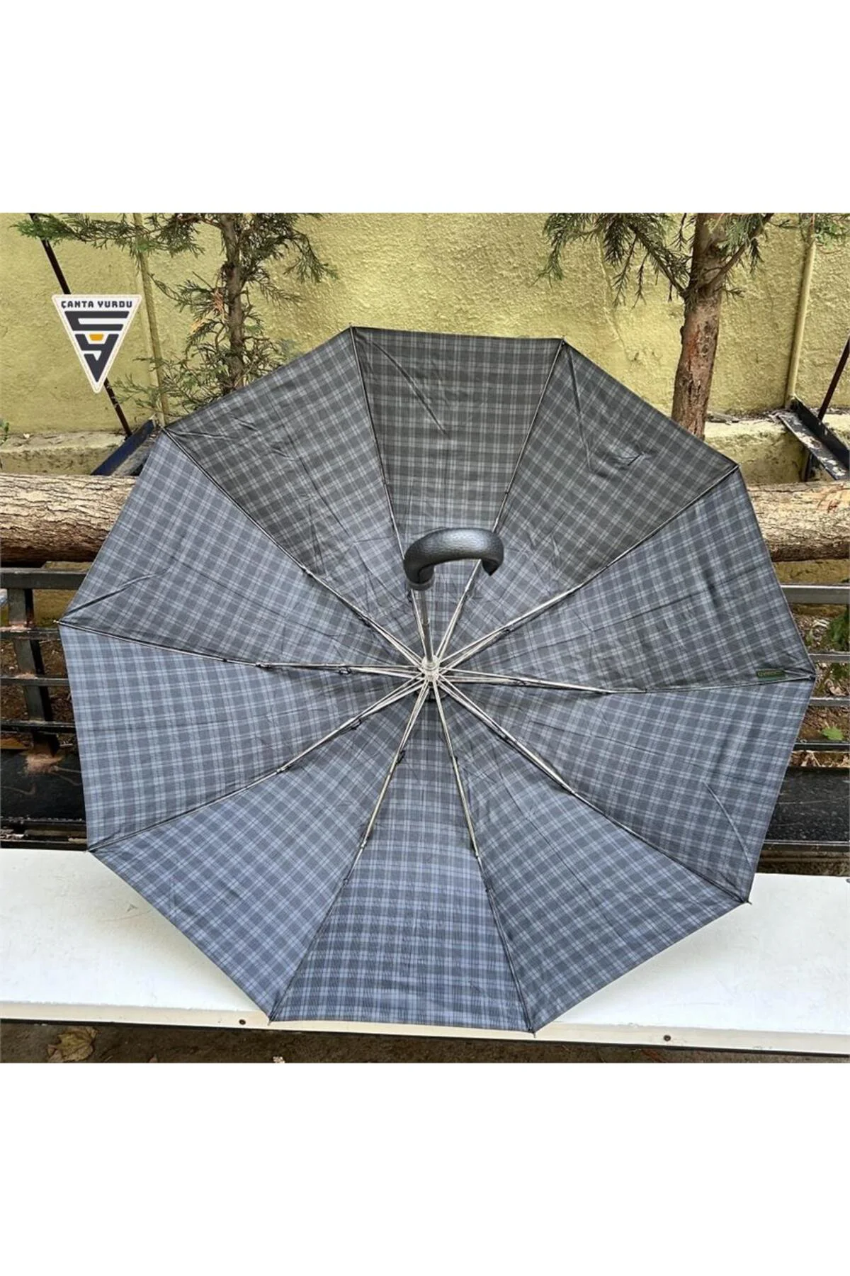 April A-228G Elite G6 Otomatik 10 Telli Şemsiye Ekose Gri