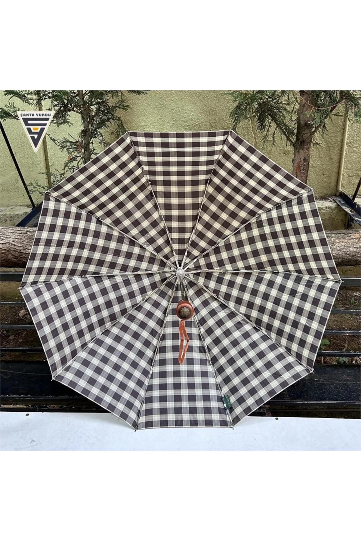 April A238L Otomatik Special Ekose B11 Şemsiye Kahve