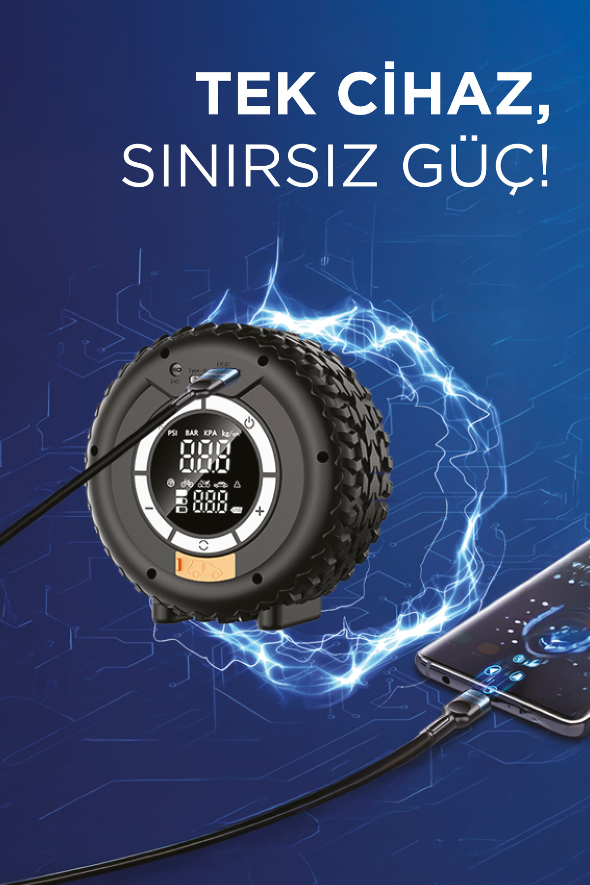 APS-03 Taşnabilir Araç Akü Takviyeli ,Powerbank Destekli ,Işıklı 