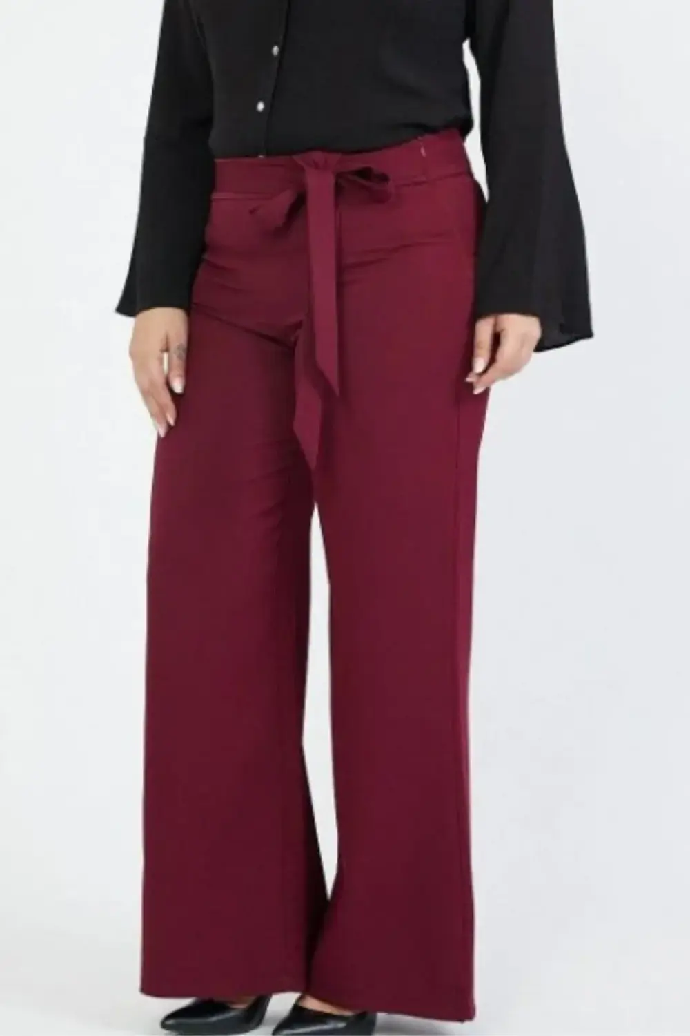 Apsen  Kadın 338/105-44 Bordo Kemerli Büyük Beden Pantolon