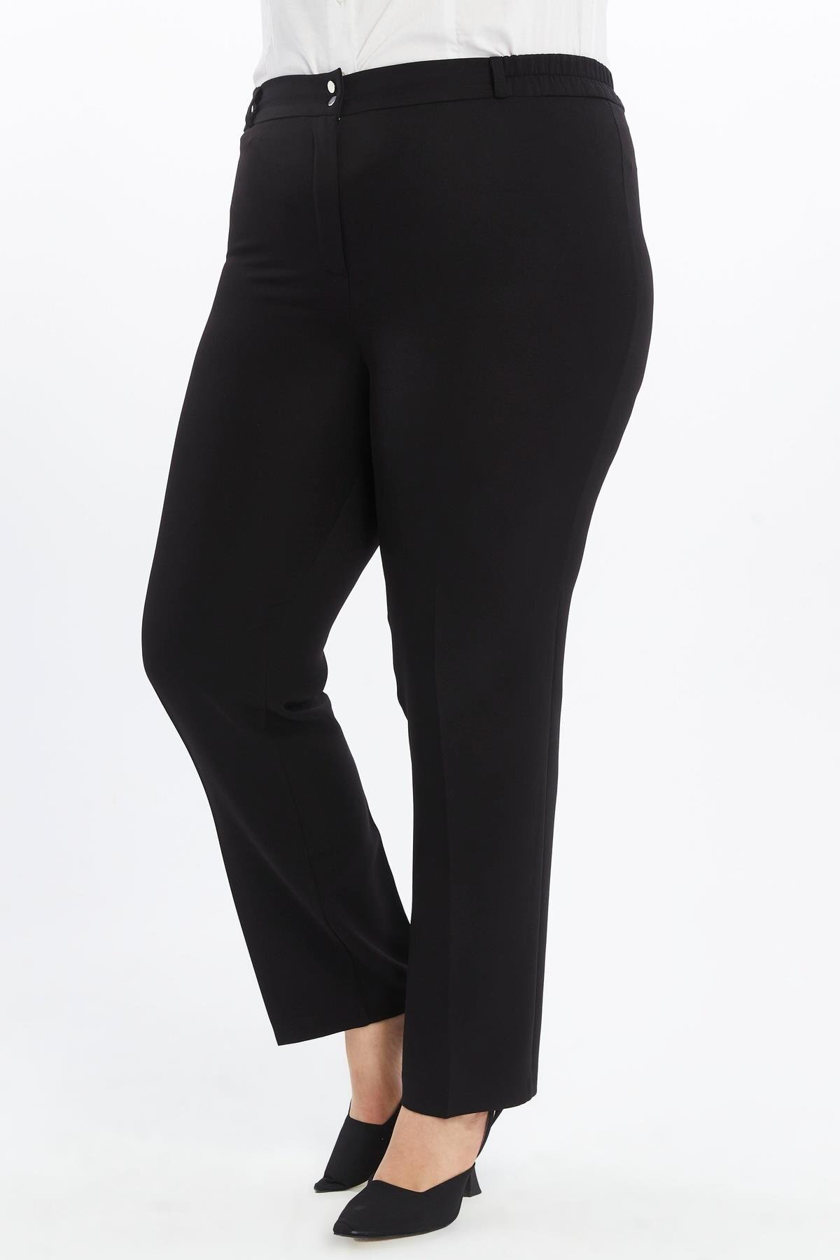Apsen  Kadın 369/103 Siyah Yüksek Bel Geniş Paça Beli Lastikli Dok