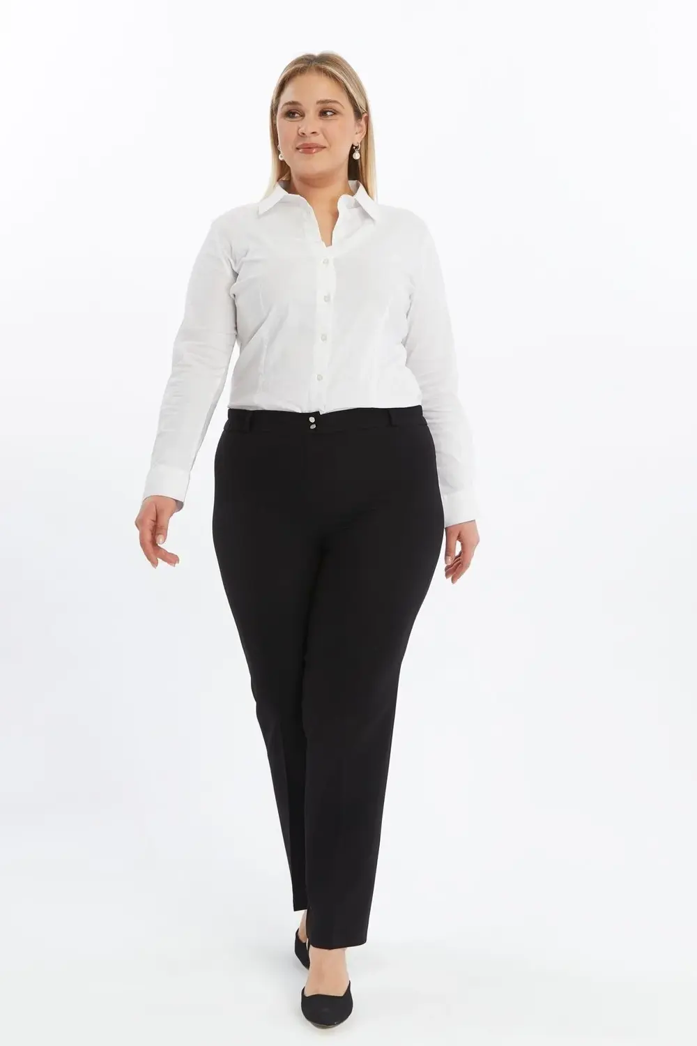 Apsen Kadın 369/103 Siyah Yüksek Bel Geniş Paça Beli Lastikli Dok