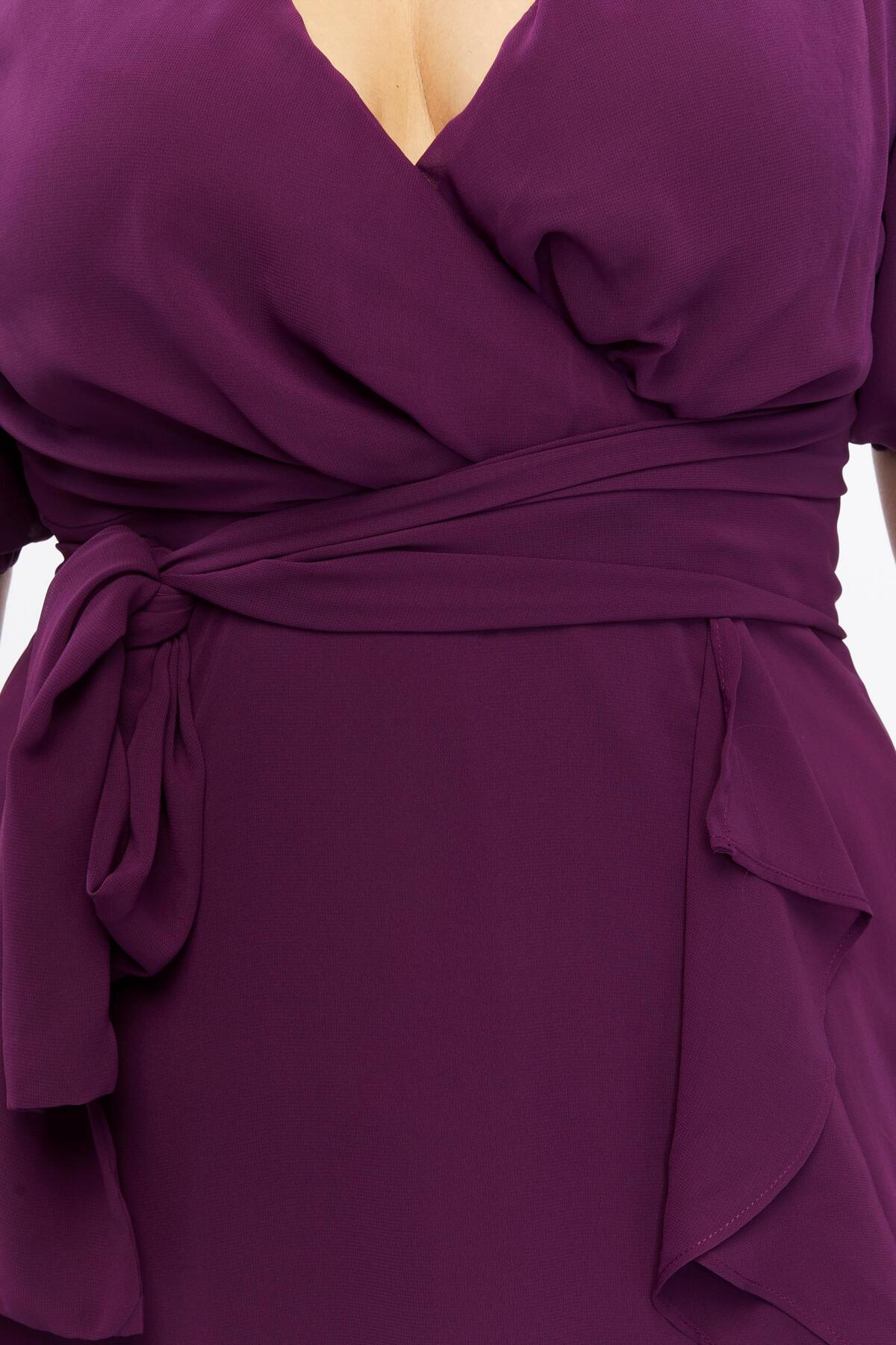 Apsen  Kadın 4495/130 Kruvaze Yaka Kuşaklı Volan Detaylı Büyük Bed