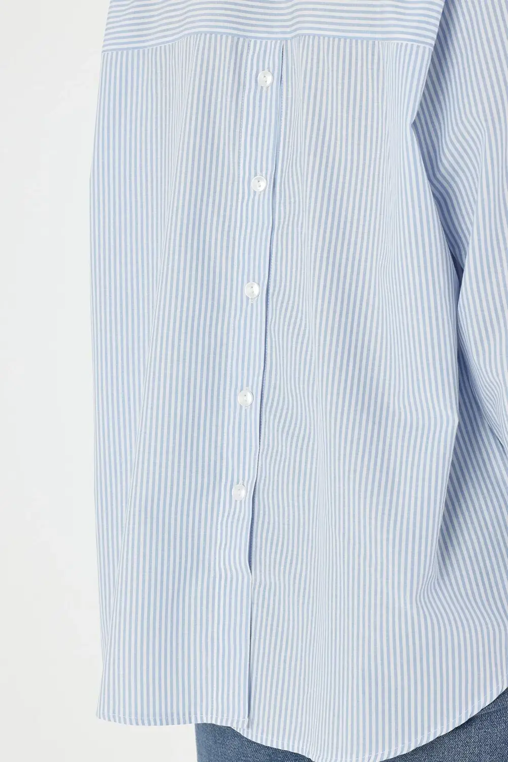 Apsen Kadın 5186/75-38 Mavi Çizgili Sırtı Düğme Detaylı Oversize/