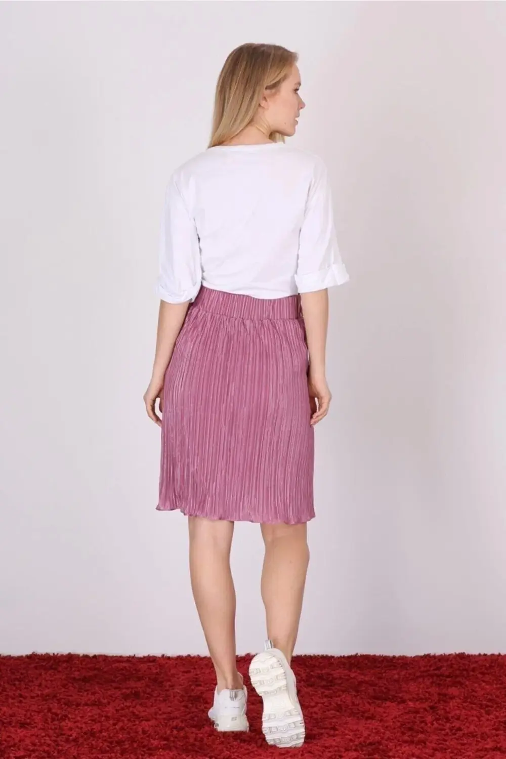 Apsen Kadın Bej Piliseli Kısa Dökümlü Etek 1996-63