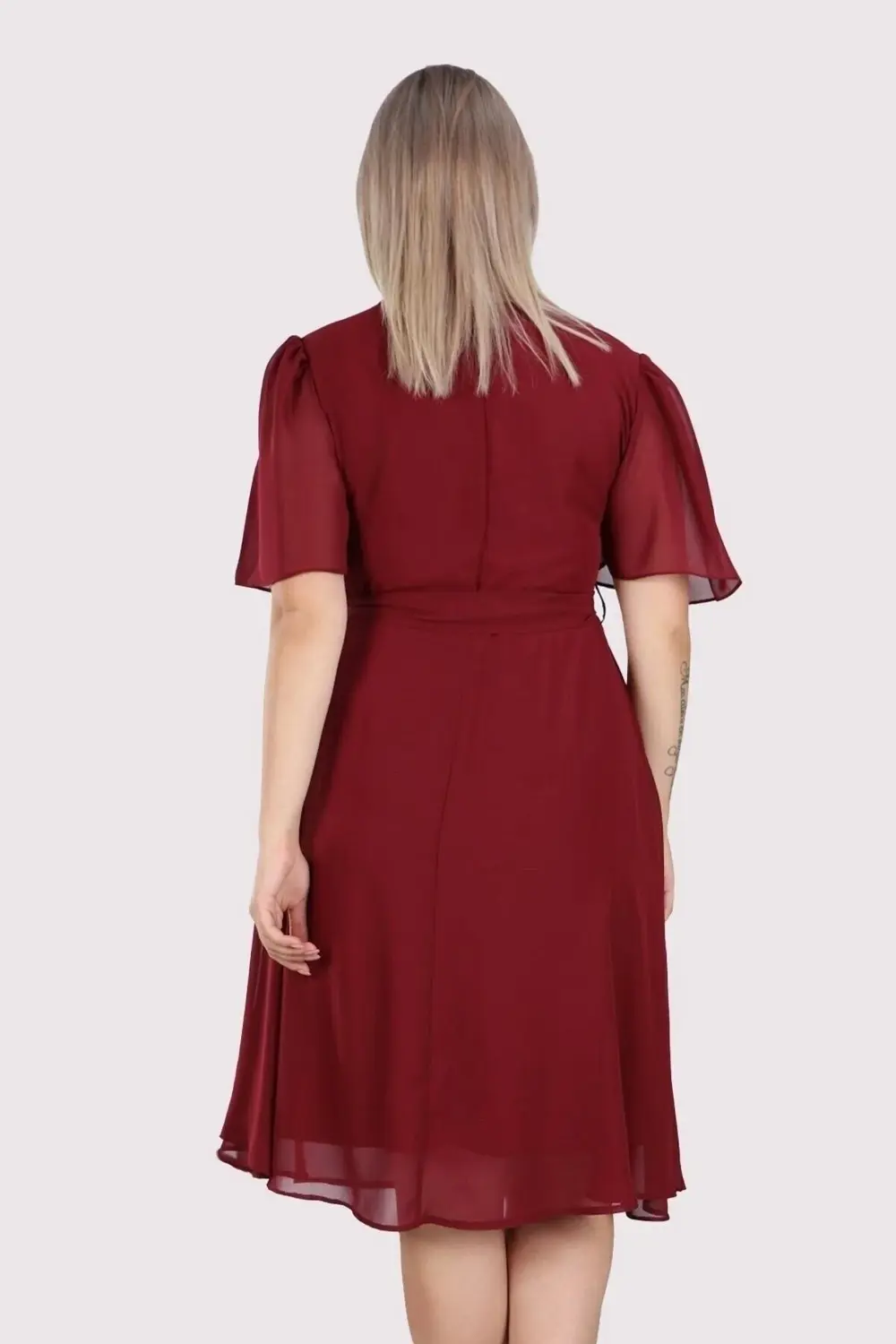 Morise Apsen Kadın Büyük Beden Melek Kol Midi Boy Şifon Elbise 4257-110