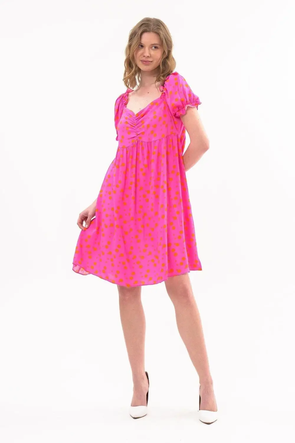 Apsen Kadın Fuşya Yeni Sezon Yaka Ve Kolu Büzgü Detaylı Midi Boy