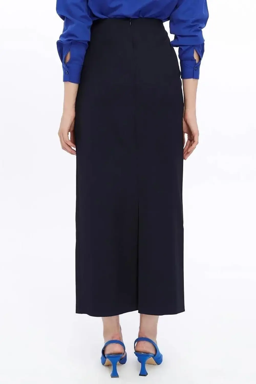 Apsen Kadın Gri Mevsimlik fiyonk Detaylı Uzun Kalem Etek 2093-95