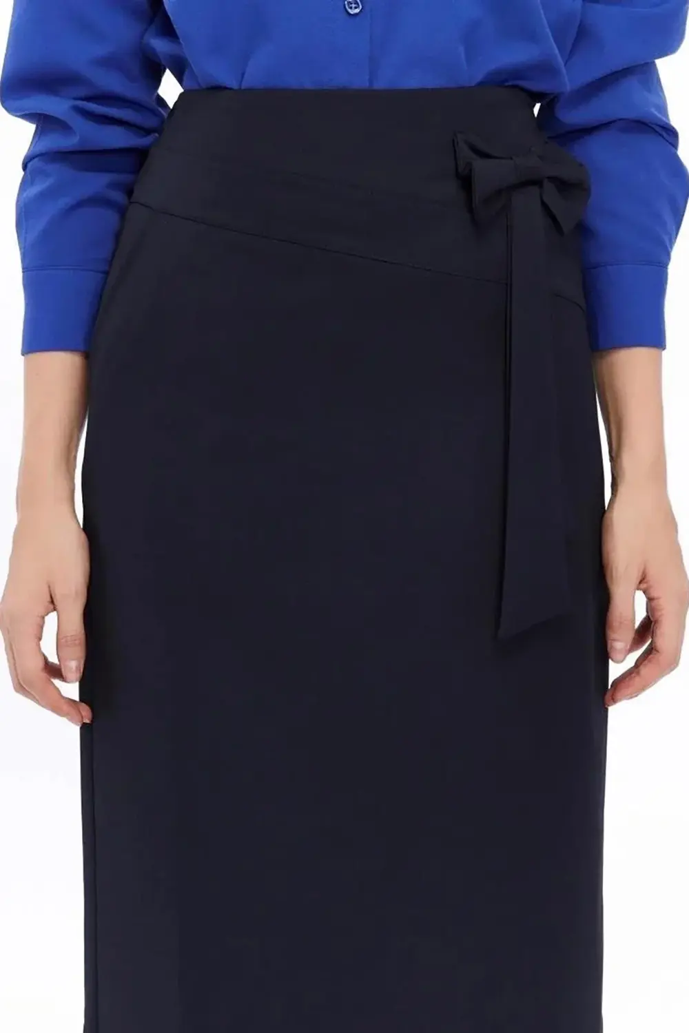 Apsen Kadın Gri Mevsimlik fiyonk Detaylı Uzun Kalem Etek 2093-95