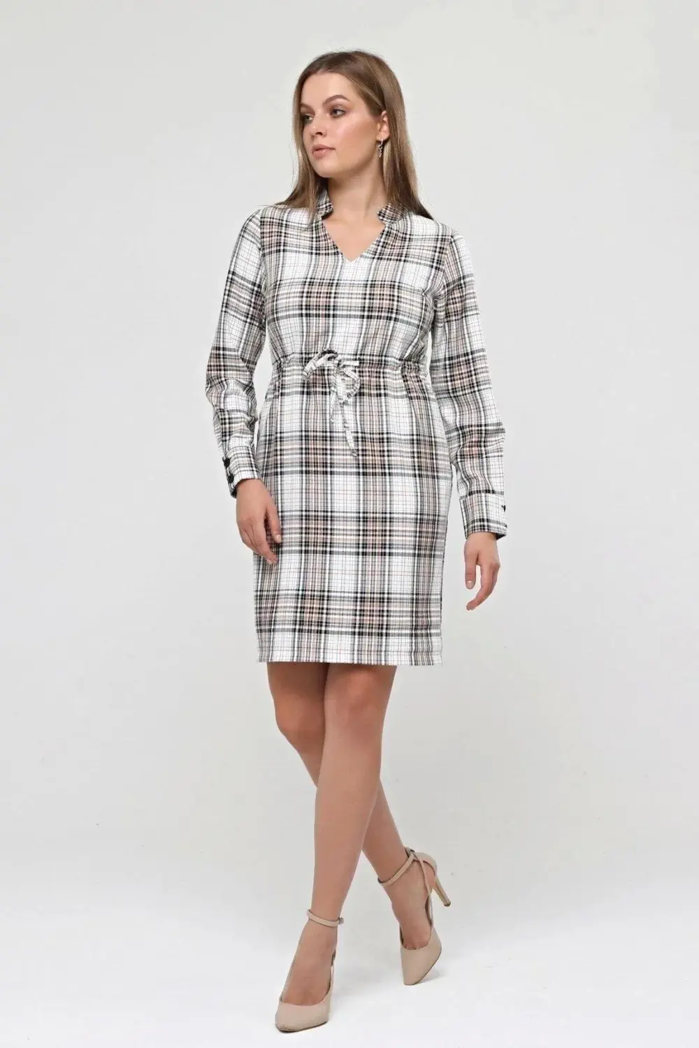 Apsen Kadın Hakim Yaka Belden İp Bağlama Detaylı kısa Elbise 4457