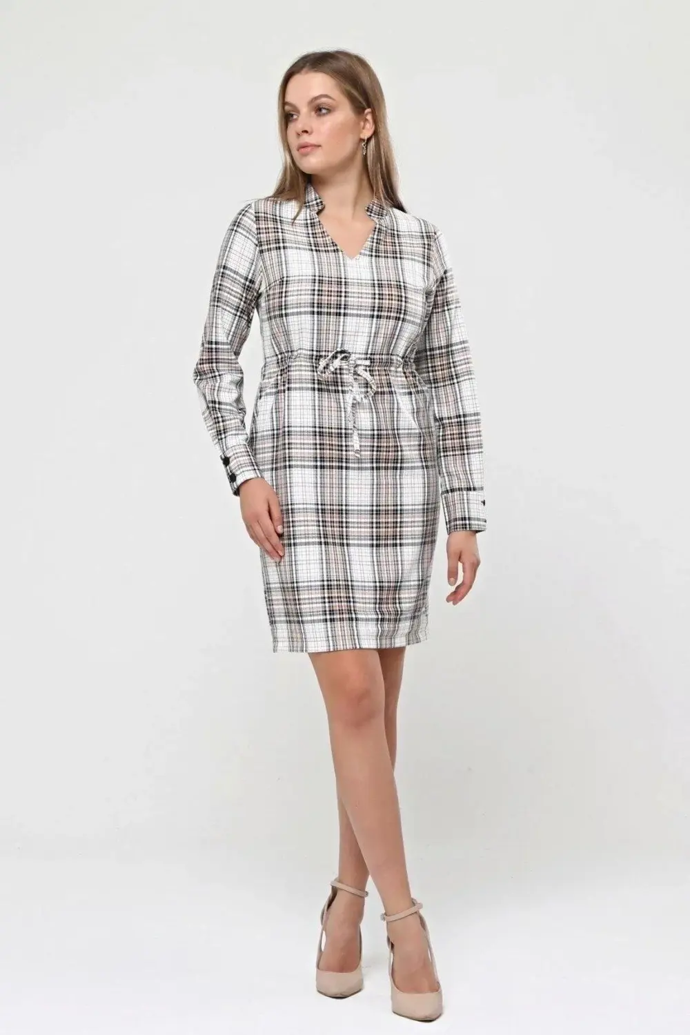 Apsen Kadın Hakim Yaka Belden İp Bağlama Detaylı kısa Elbise 4457