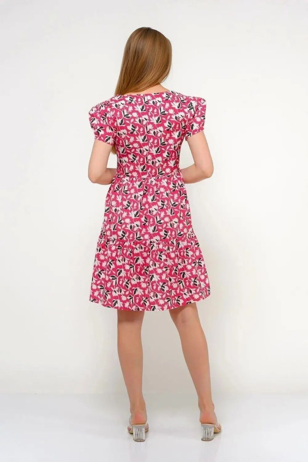 Apsen Kadın Kare Yaka Büzgü Detaylı Mini Boy Yazlık Elbise 4447-9