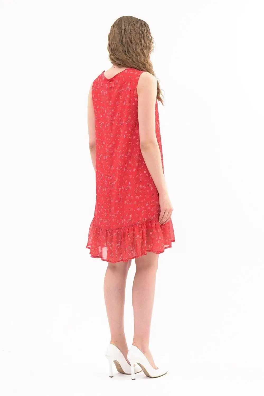 Apsen Kadın Narçiçeği Büzgü Detaylı Midi Boy Emprime Şifon Elbise