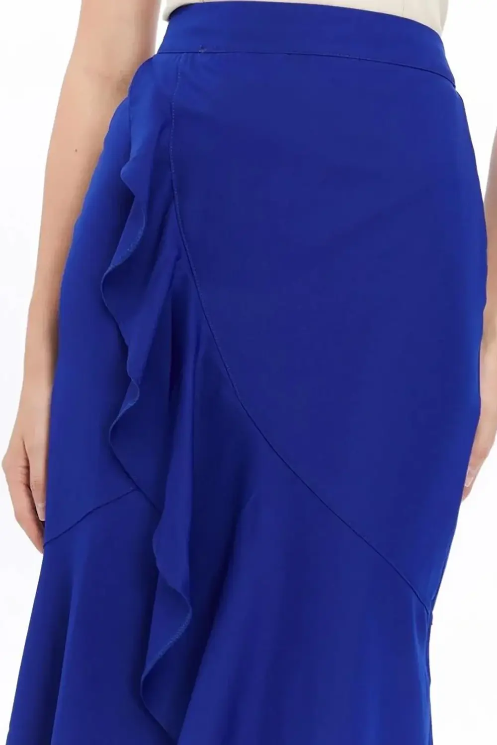 Apsen Kadın Saks Mevsimlik Volanlı Midi Boy Krep Etek 2123-80