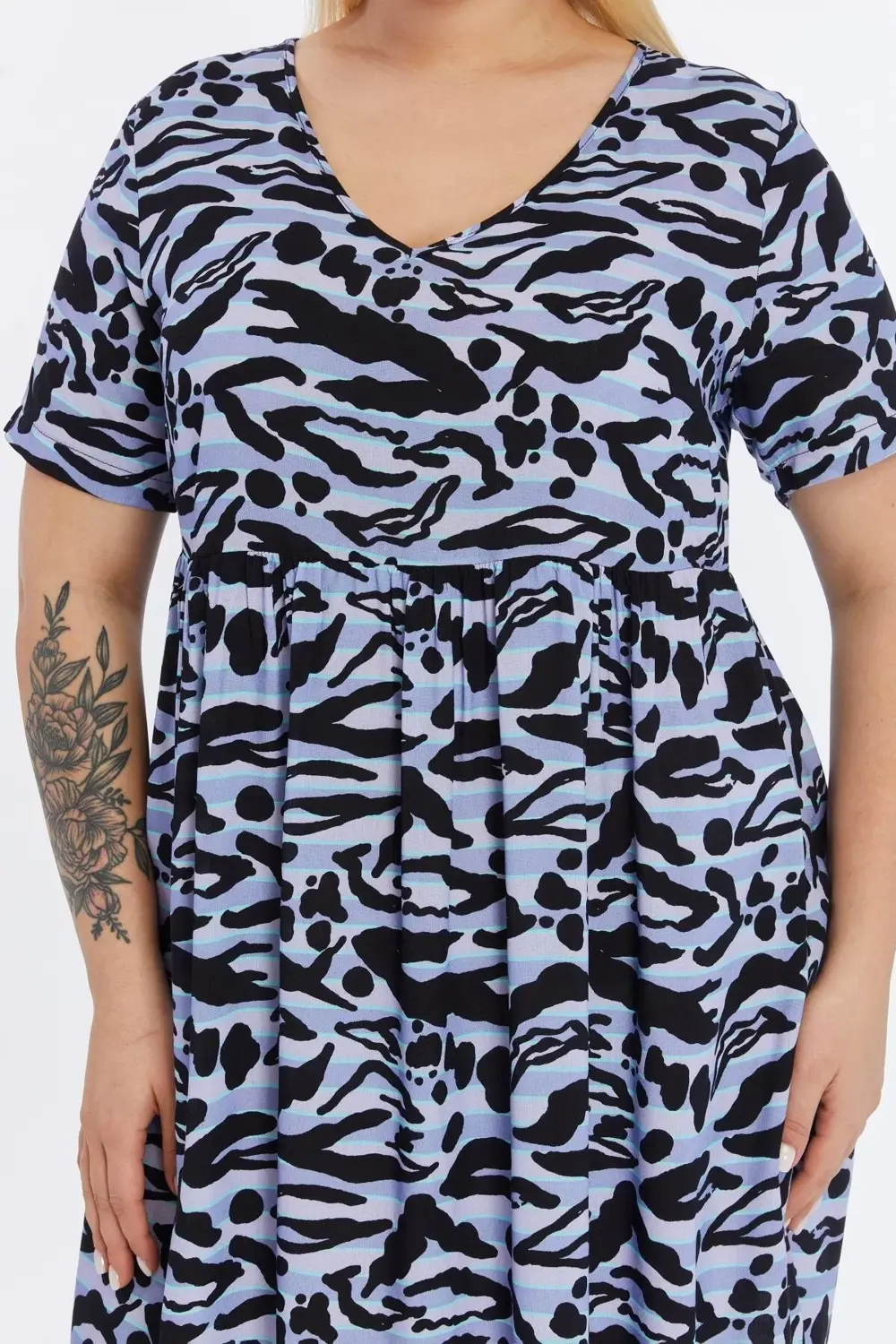 Apsen  Kadın Siyah Animal Desen Viskon Dokuma Midi Elbise 4497-105