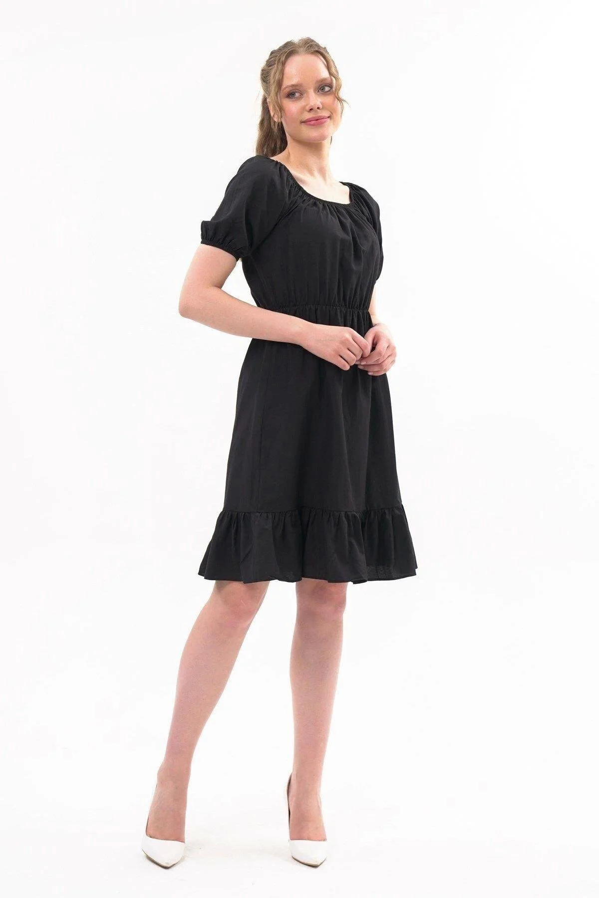 Apsen Kadın Mint Beli Lastikli Tery Coton Elbise 4367-95