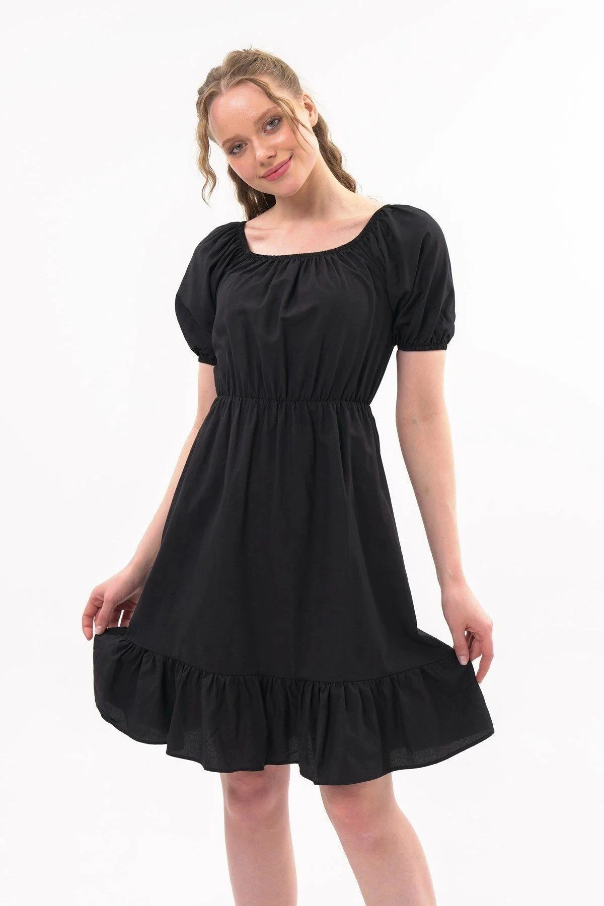 Apsen Kadın Mint Beli Lastikli Tery Coton Elbise 4367-95
