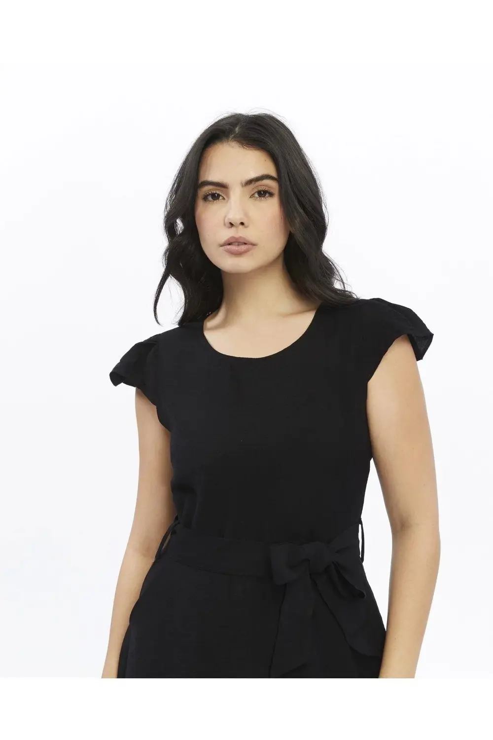 Apsen Kadın Siyah Renk Omuz Detaylı Büzgülü Midi Boy Yazlık Elbis