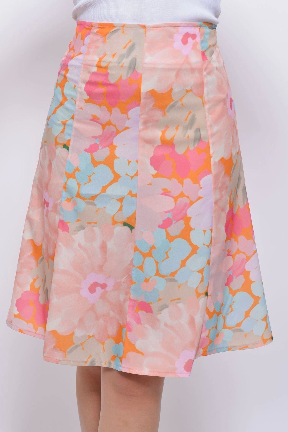 Apsen Kadın Yavruağzı Mevsimlik Parçalı Kloş Midi Etek 2186-63