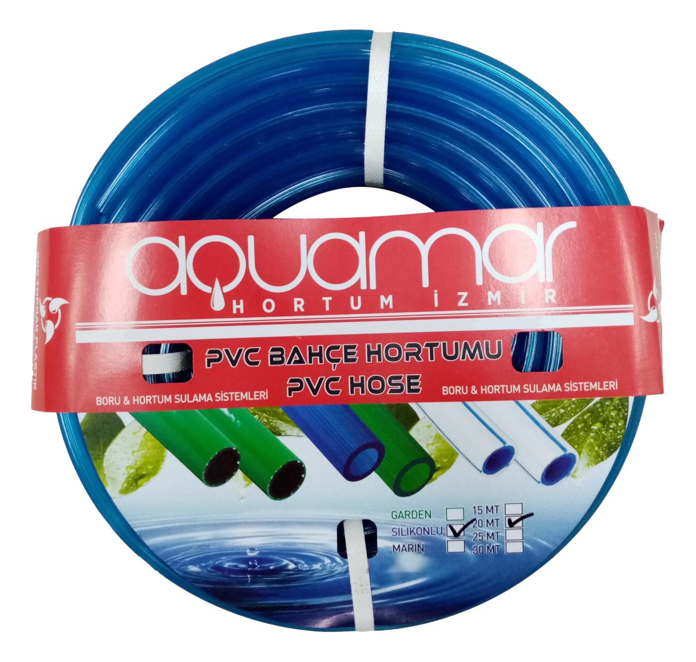 Aquamar Süper Silikonlu Şeffaf Hortum 1/2 20 mt Mavi