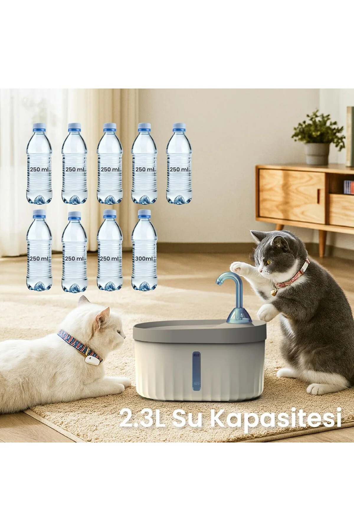 Aquata Otomatik Kedi Su Pınarı Ultra Sessiz Kedi Su Sebili 40db U
