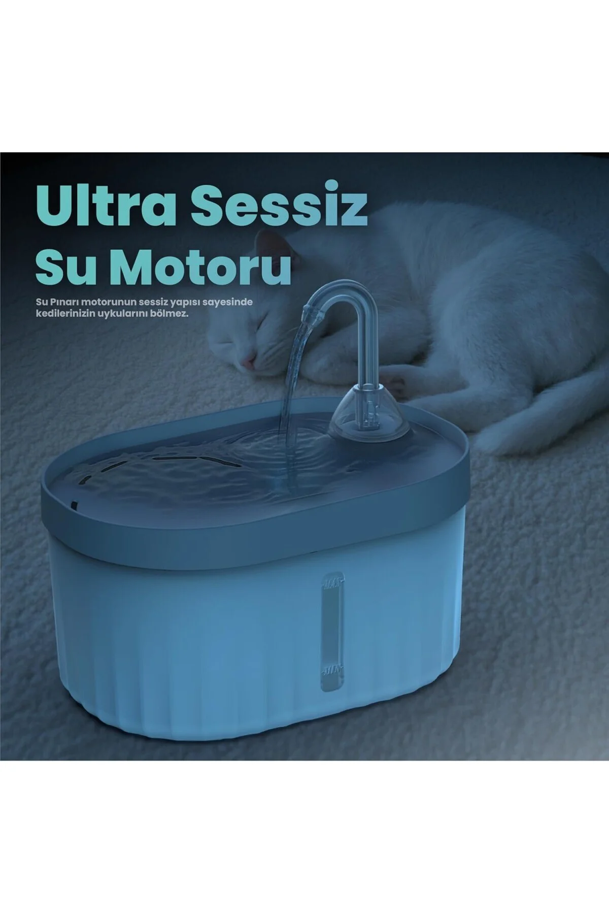 Aquata Otomatik Kedi Su Pınarı Ultra Sessiz Kedi Su Sebili 40db U