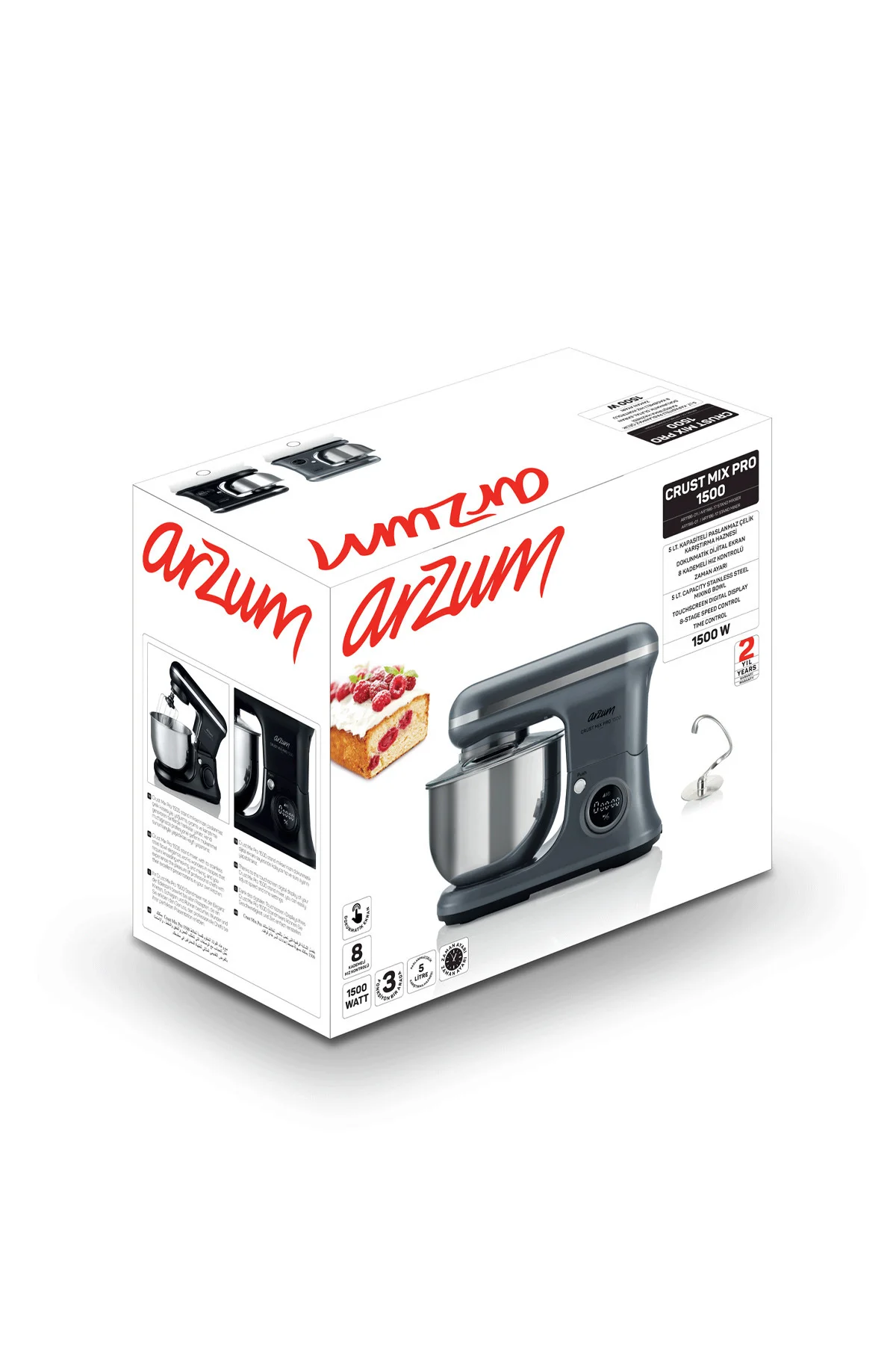 AR1186 Crust Mix Pro Stand Mikser 5L Kapasiteli 3 Farklı Aparat 1