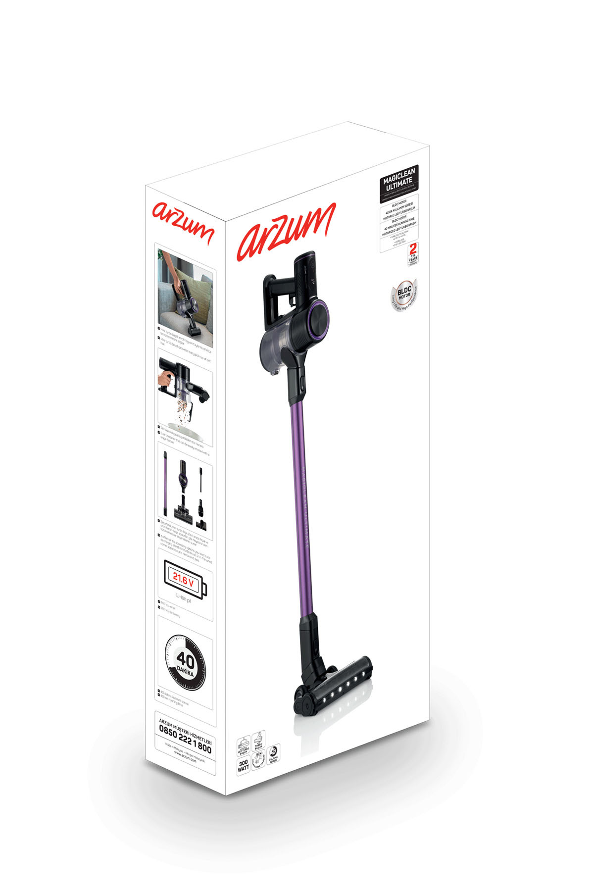 AR4206 Magiclean Ultimate Dikey Şarjlı Süpürge 300W BLDC Motoru, 