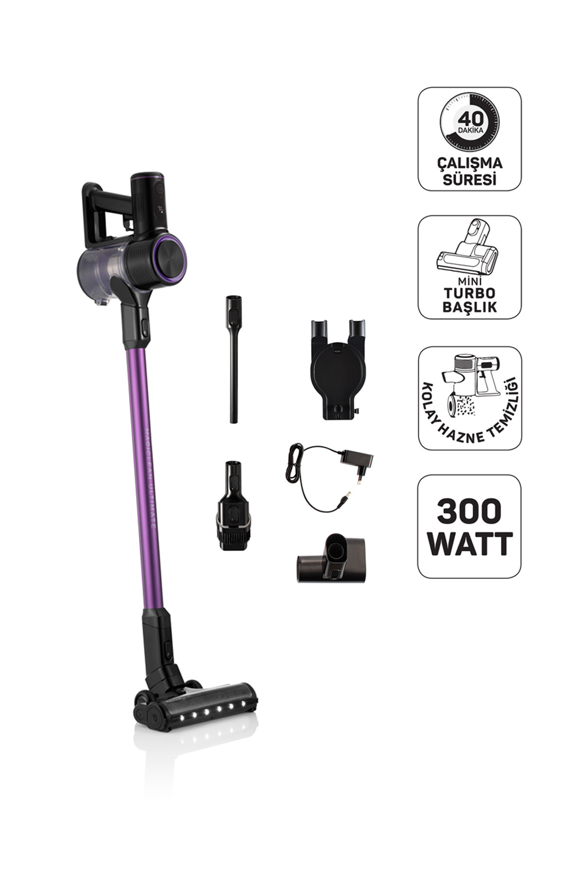 AR4206 Magiclean Ultimate Dikey Şarjlı Süpürge 300W BLDC Motoru, 