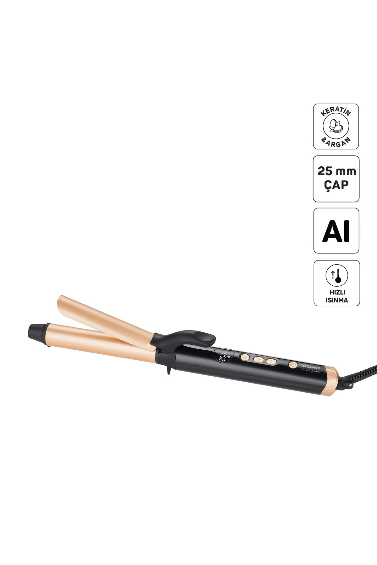 AR5186 Volume Pro Saç Maşası, Keratin ve Argan Yağlı Plaka, 25 mm maşa çapı, Siyah Fiyatı, Yorumları ve Özellikleri
