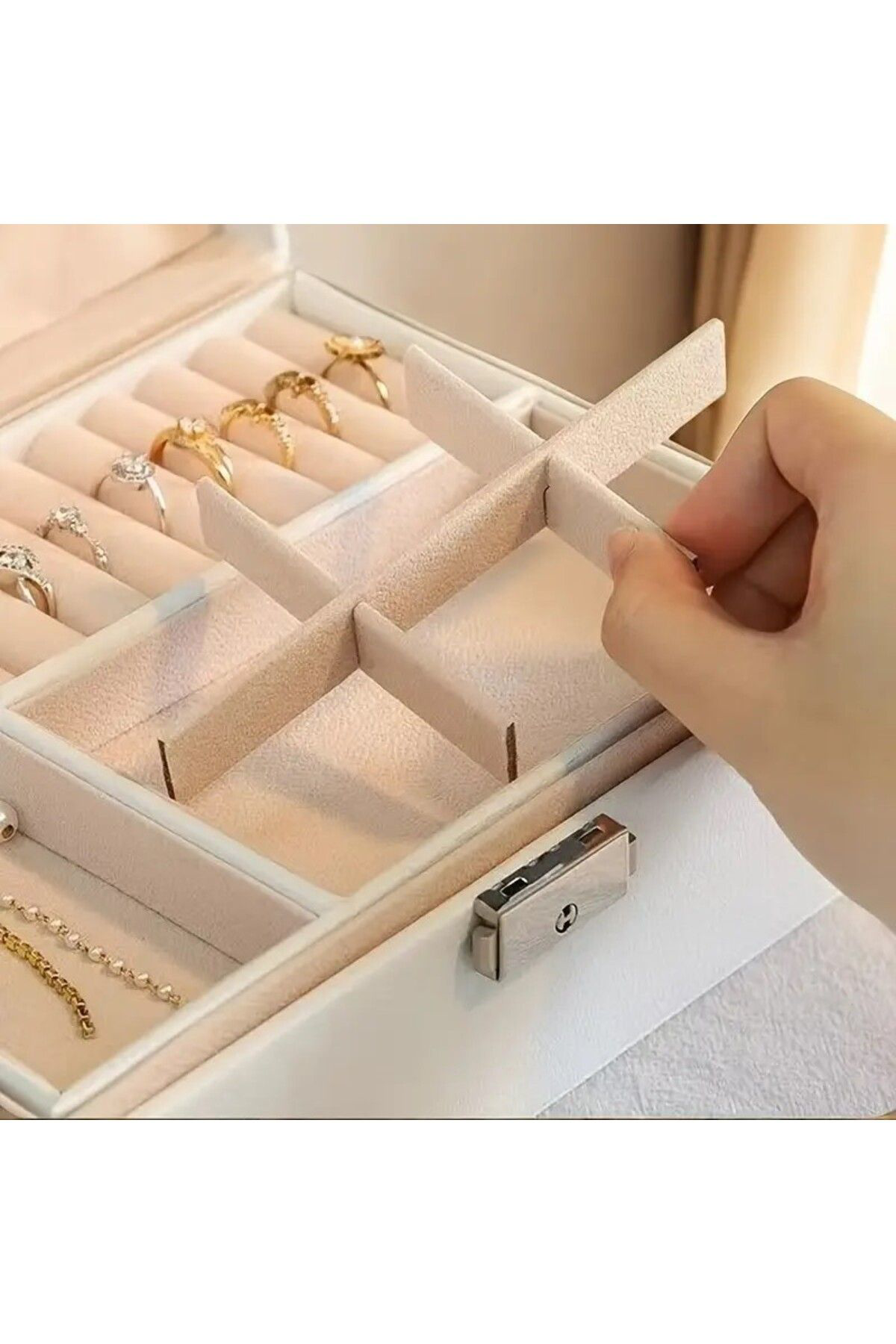 Ara Bölmeli Büyük Boy Mücevher Bijuteri Aksesuar Takı Kutusu Orga