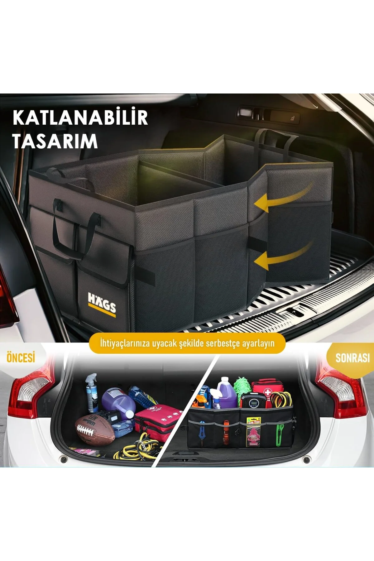 Araba Bagaj Çantası, Araç içi Düzenleyici Organizer, Katlanabilir Oto Bagaj Düzenley