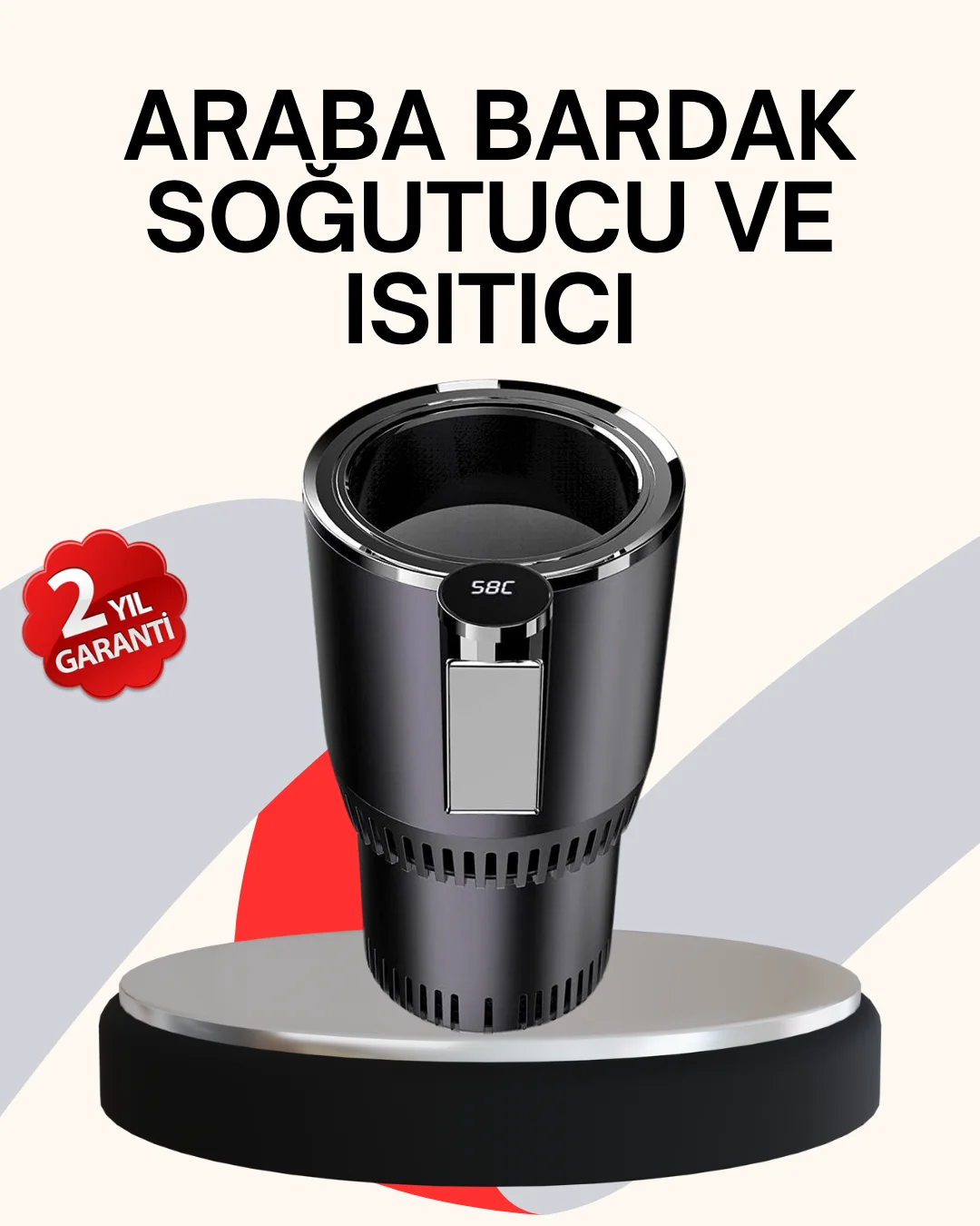 Araba Bardaklığı Isıtma Soğutma Ayarlı Çakmak Girişli Akıllı Model Araba Bardaklığı Isıtma Soğutma Ayarlı Çakmak Girişli Akıllı Model