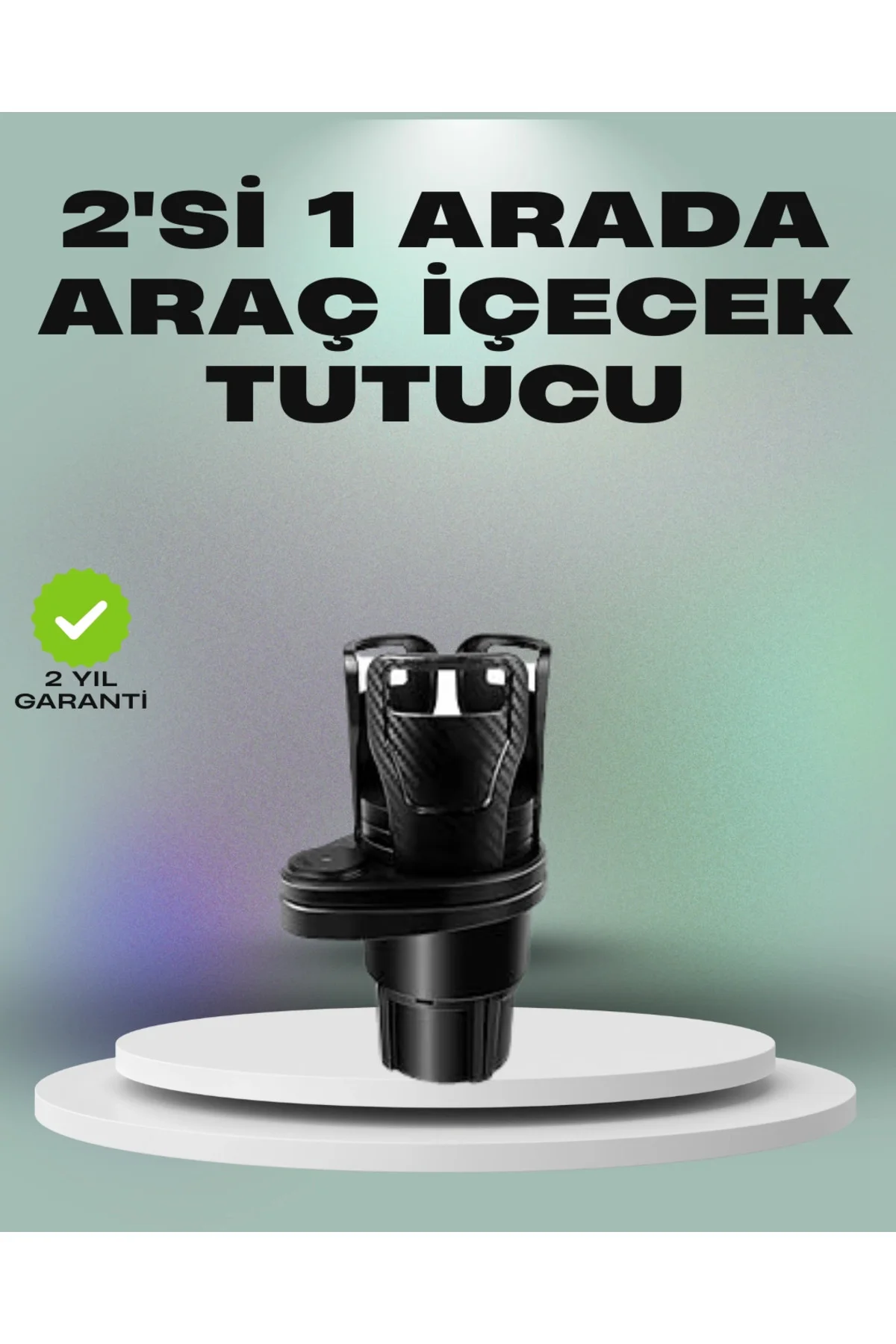 Araba Çift Bardak Tutucu 360° Dönebilen İkisi Bir Arada Ayarlanab