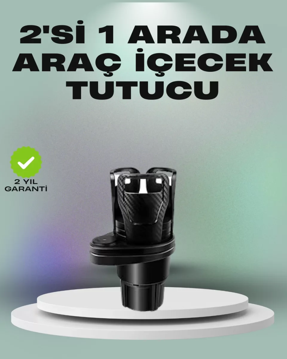 Araba Çift Bardak Tutucu 360° Dönebilen İkisi Bir Arada Ayarlanabilir - Lisinya