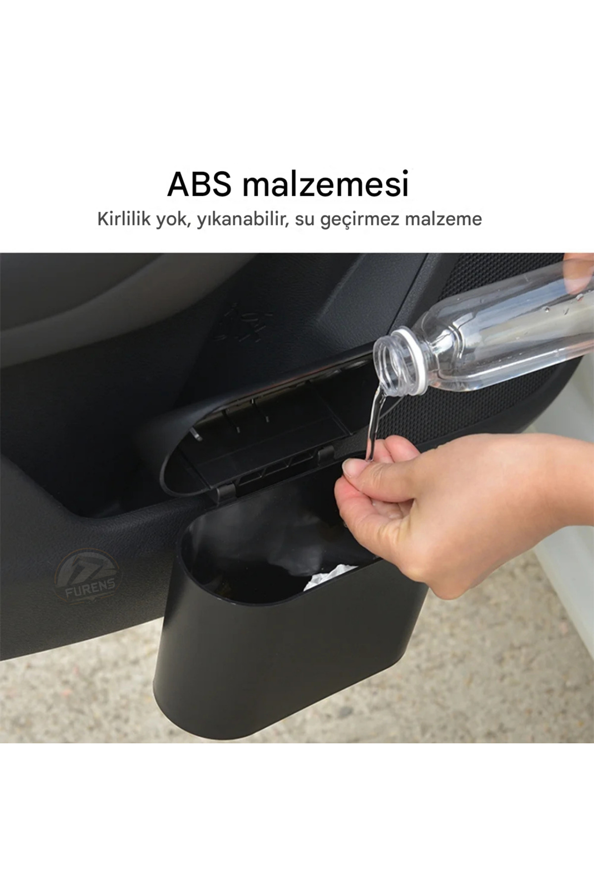 Araba Çöp Kutusu Portatif Araç İçi Taşınabilir Kapaklı Organizer 