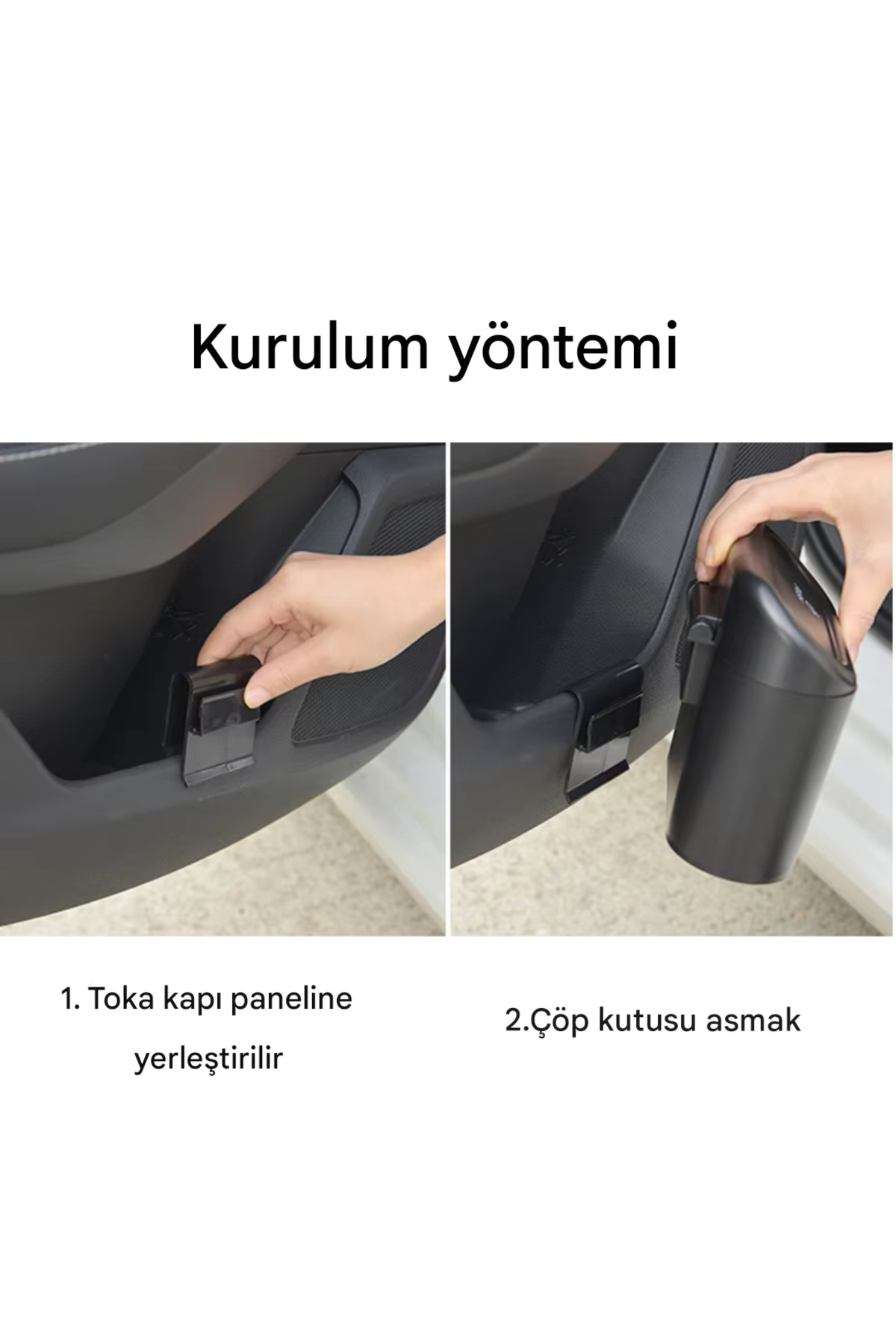 Araba Çöp Kutusu Portatif Araç İçi Taşınabilir Kapaklı Organizer 