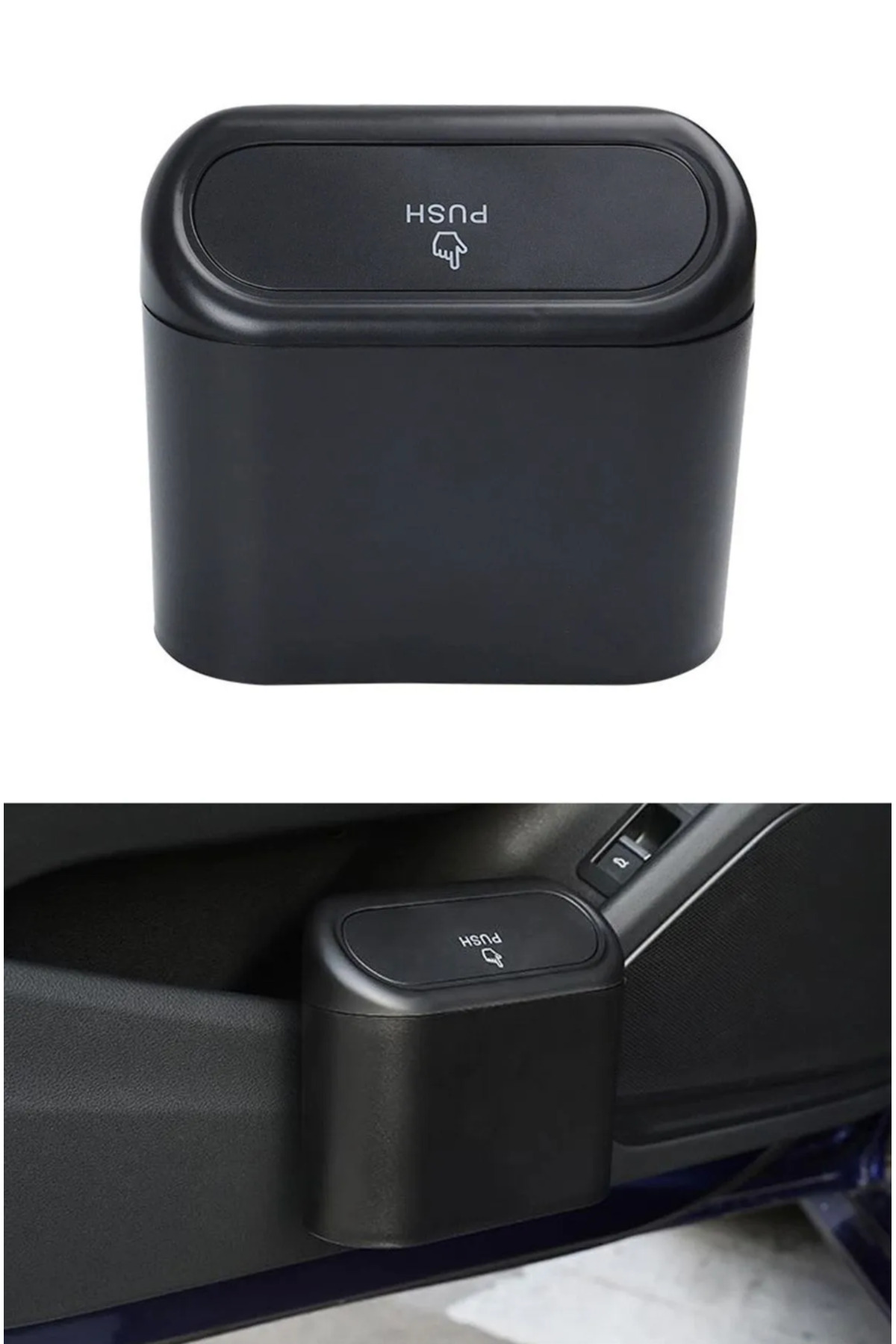 Araba Çöp Kutusu Siyah Portatif Araç İçi Taşınabilir Kapaklı Orga