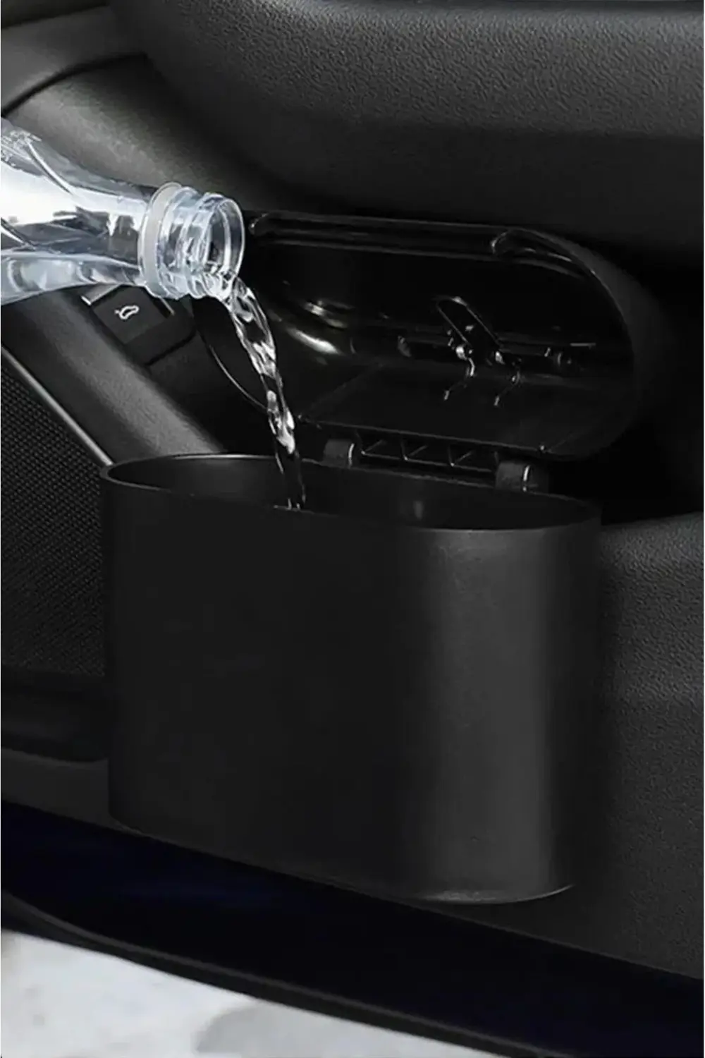 Araba Çöp Kutusu Siyah Portatif Araç İçi Taşınabilir Kapaklı Orga