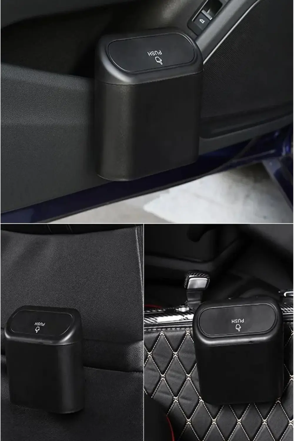 Araba Çöp Kutusu Siyah Portatif Araç İçi Taşınabilir Kapaklı Orga